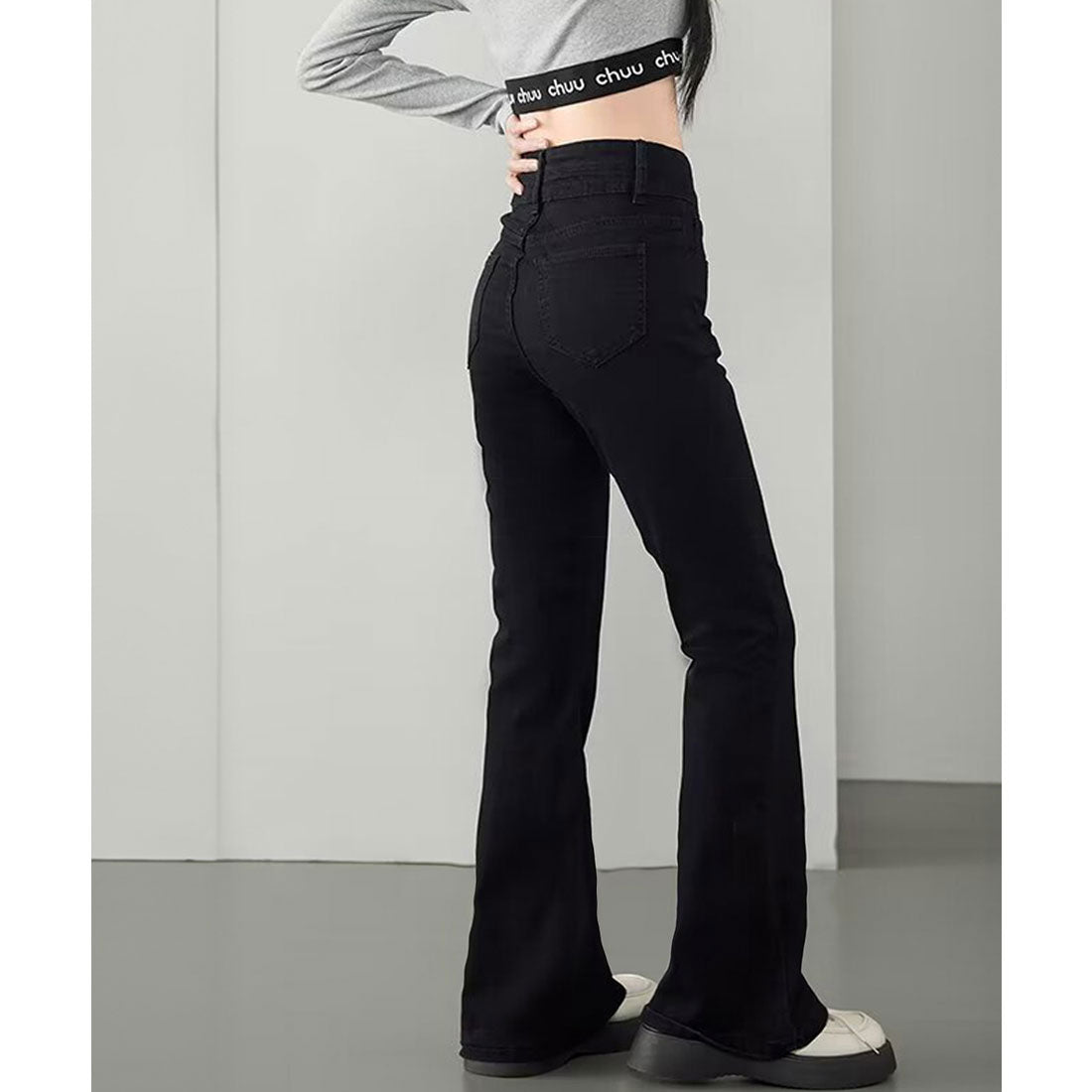 ミニミニストア miniministore セミフレアデニムパンツ 美脚デニムパンツ