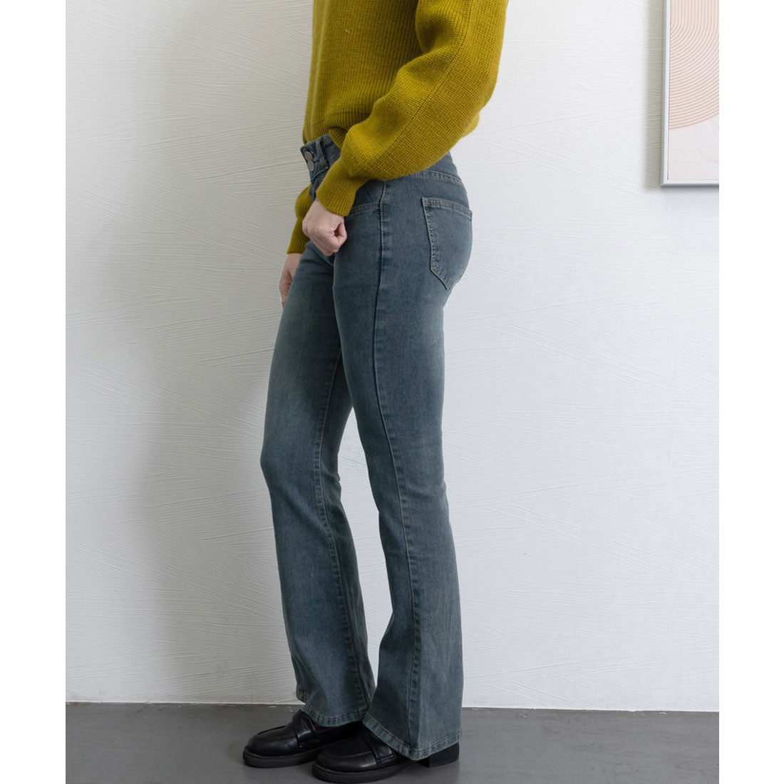 ミニミニストア miniministore セミフレアデニムパンツ 美脚デニムパンツ