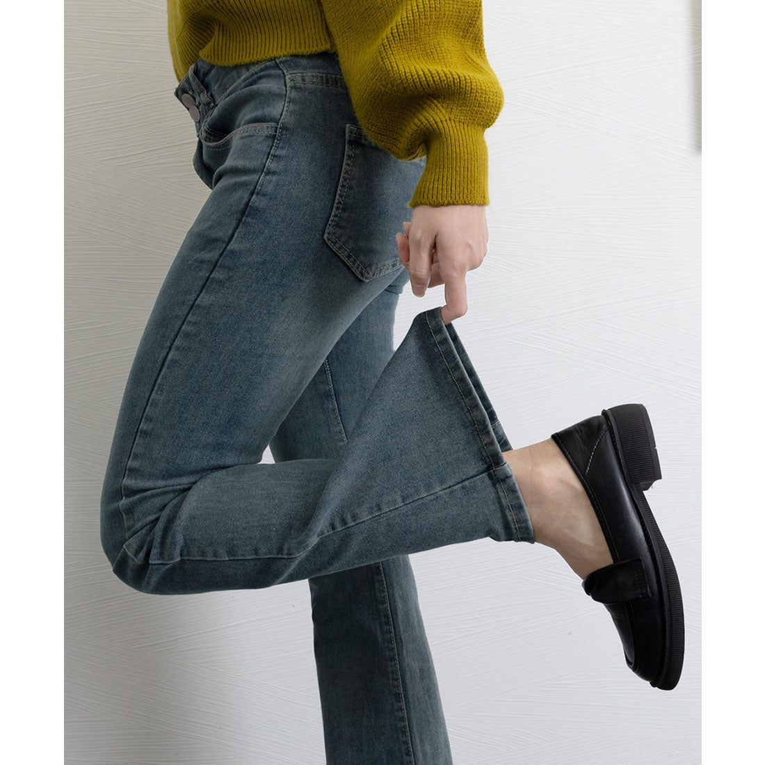 ミニミニストア miniministore セミフレアデニムパンツ 美脚デニムパンツ