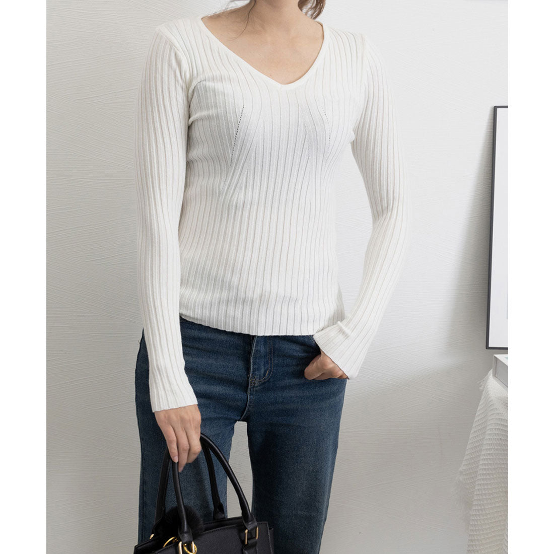 ミニミニストア miniministore ニットトップス Vネックセーター 春秋冬