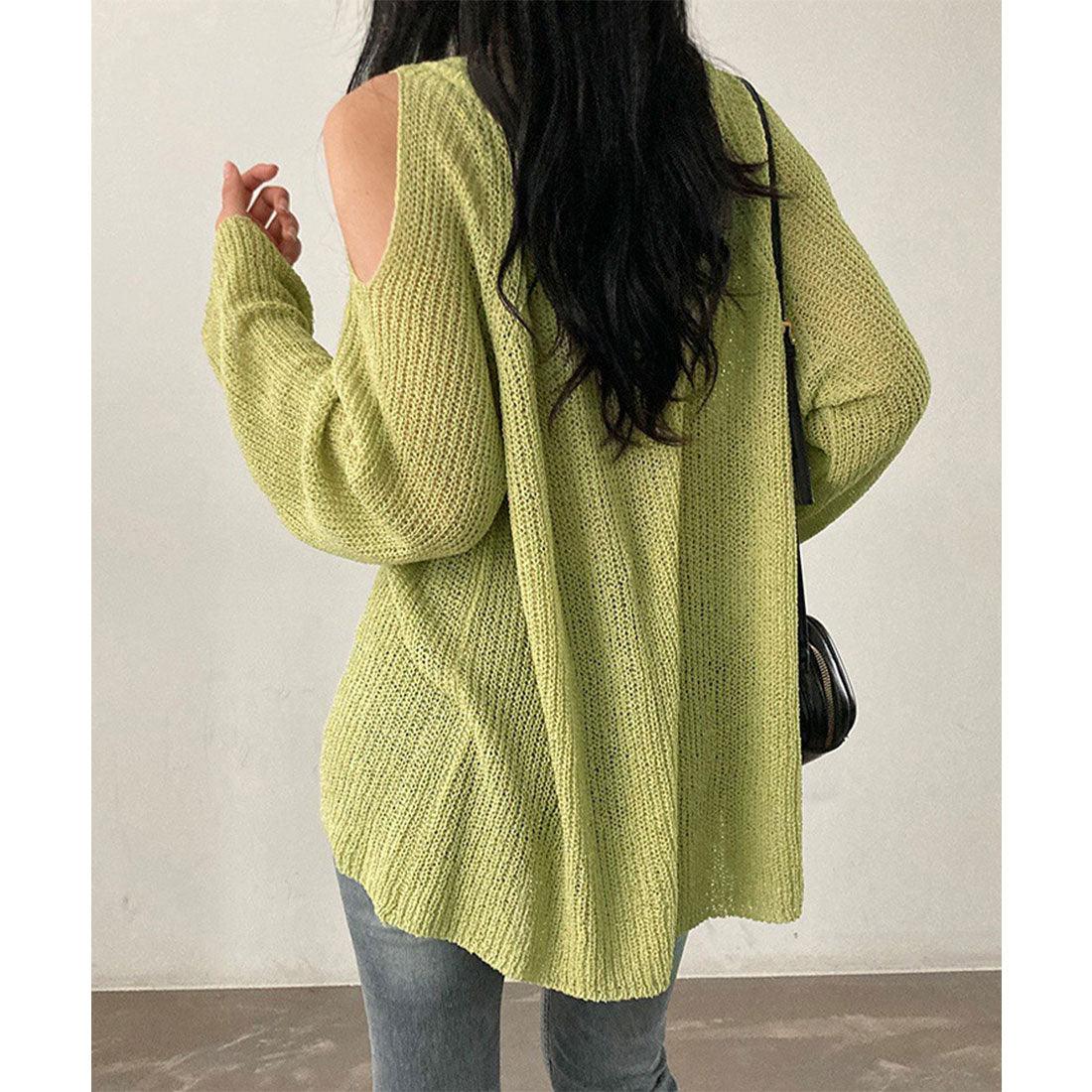 Shoulder-exposing knit women's V-neck