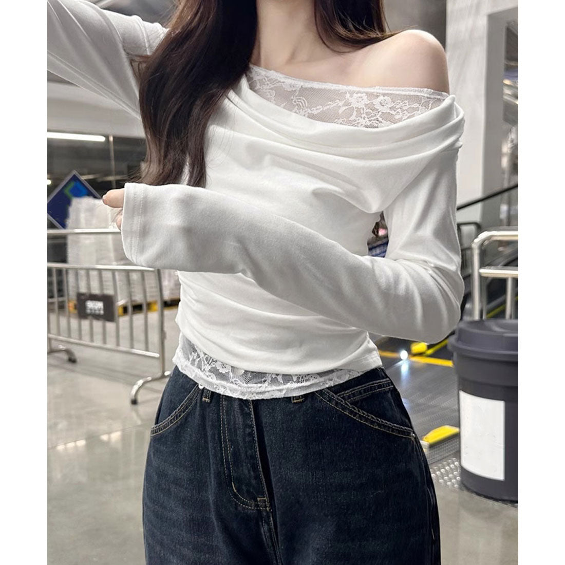 ミニミニストア miniministore レース 長袖Tシャツ レディース 薄手 (ブラック) ブラック