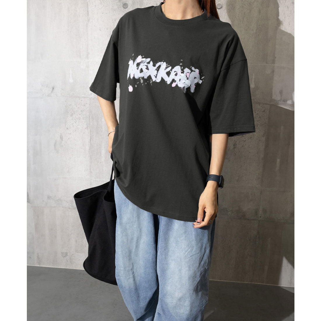 ミニミニストア miniministore ロングtシャツ ビッグシルエットTシャツ (ダークグレー) ダークグレー