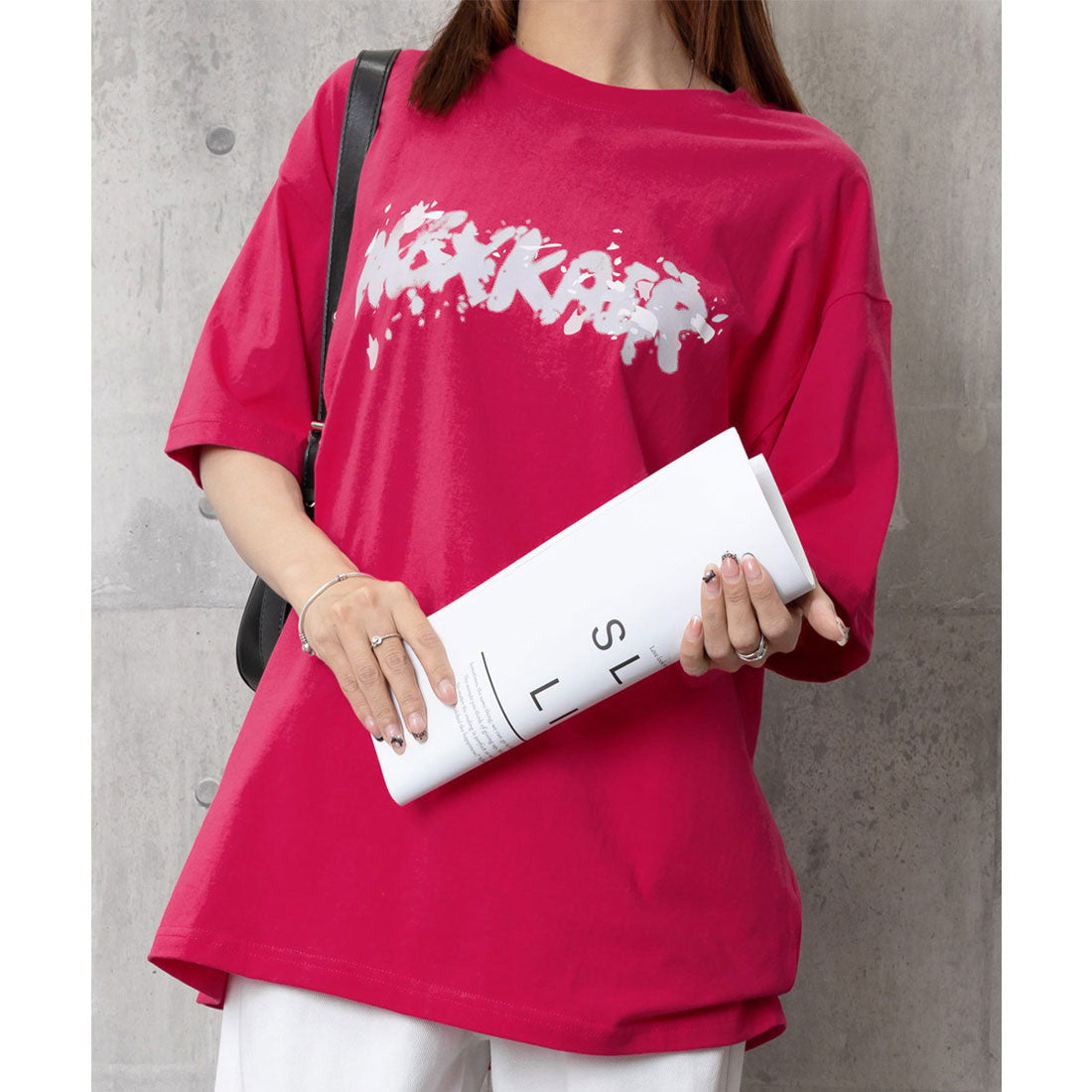 ミニミニストア miniministore ロングtシャツ ビッグシルエットTシャツ (フューシャピンク) フューシャピンク