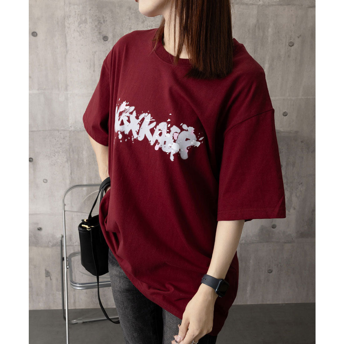 ミニミニストア miniministore ロングtシャツ ビッグシルエットTシャツ (ワインレッド) ワインレッド