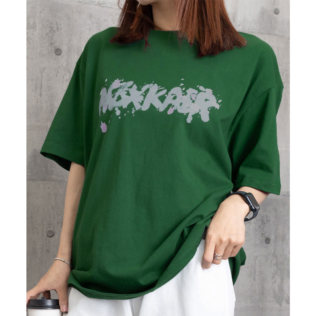 ミニミニストア miniministore ロングtシャツ ビッグシルエットTシャツ (ダークグリーン) ダークグリーン