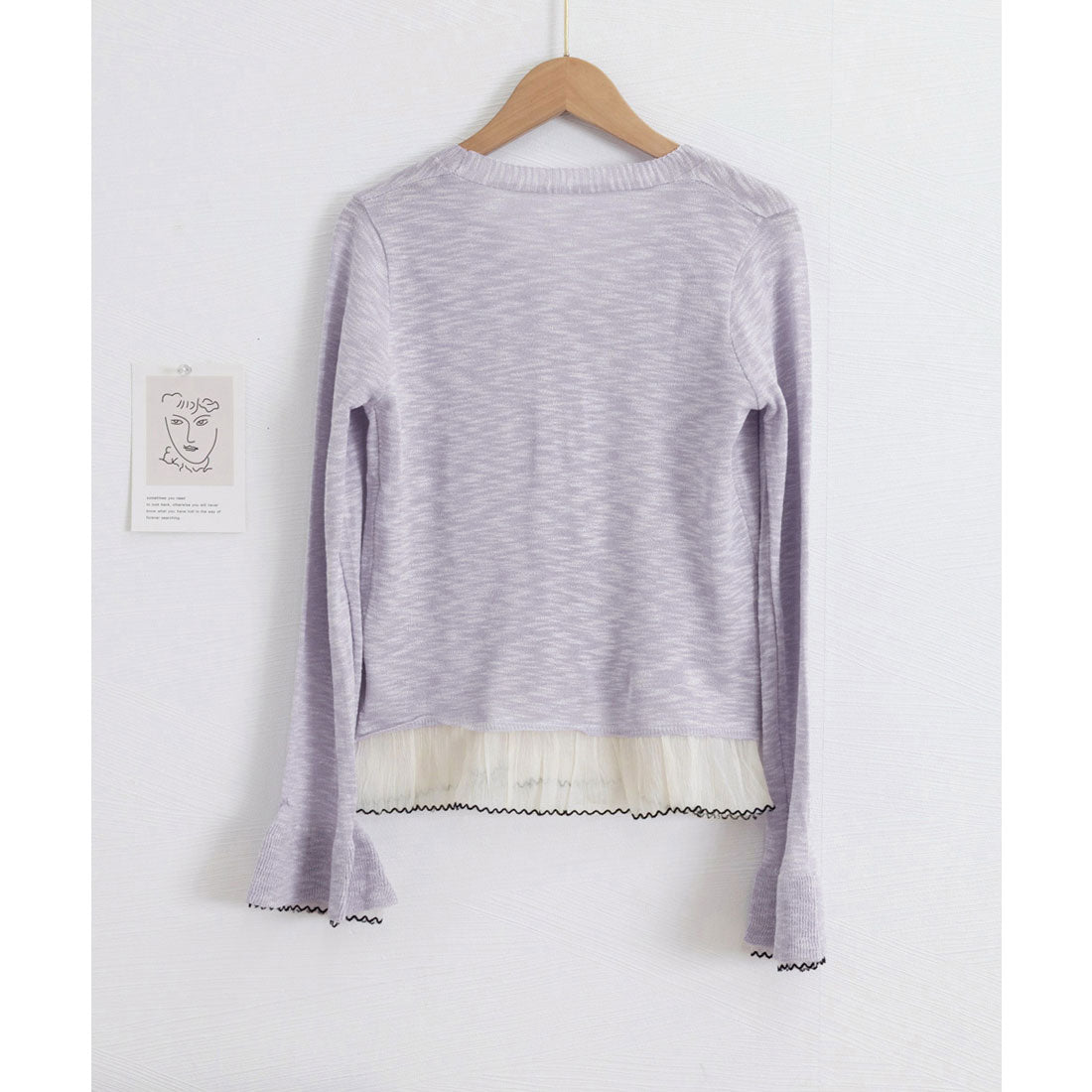 ミニミニストア miniministore ニットカーディガンフリル裾ニットトップス (ライトブルー) ライトブルー