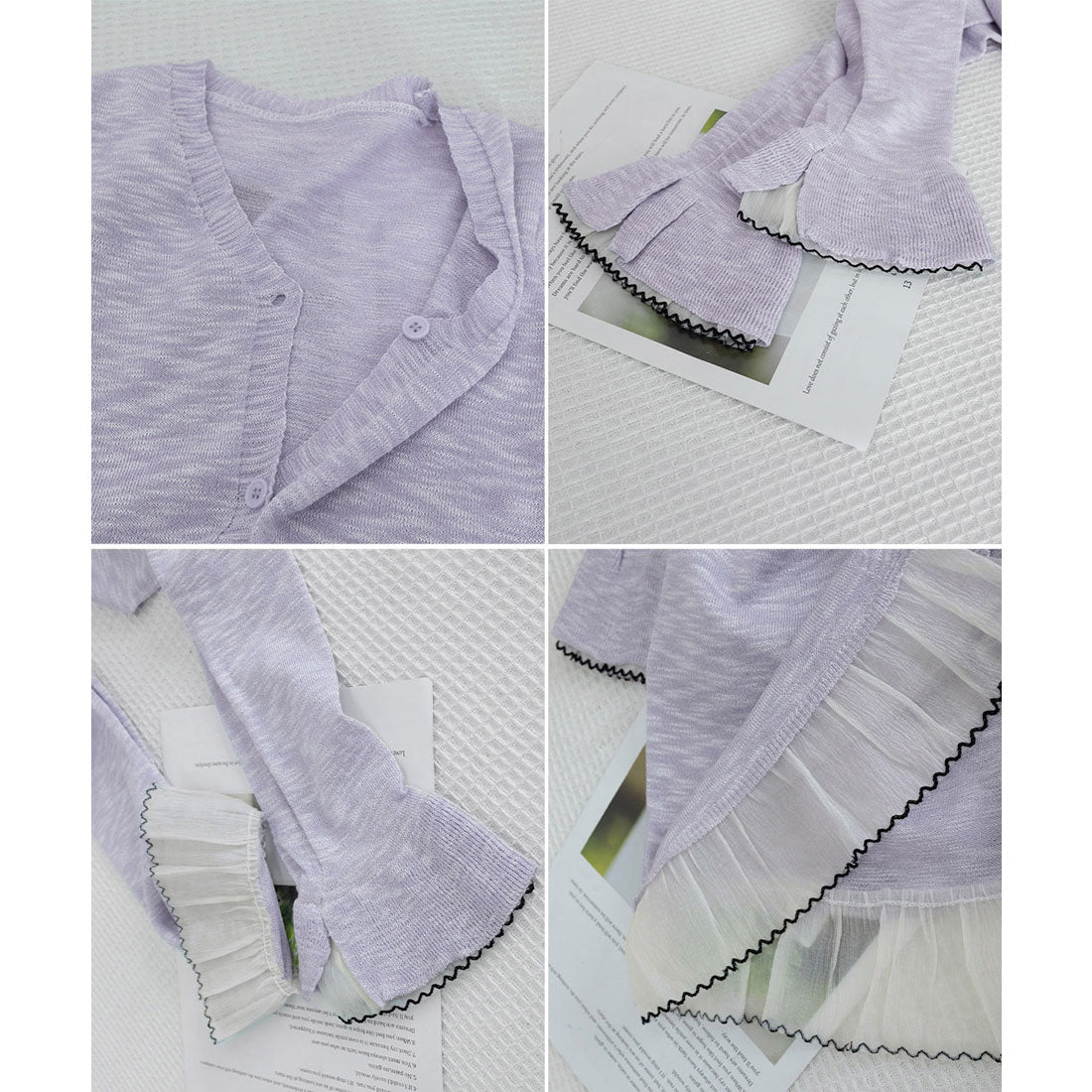 ミニミニストア miniministore ニットカーディガンフリル裾ニットトップス (ライトブルー) ライトブルー