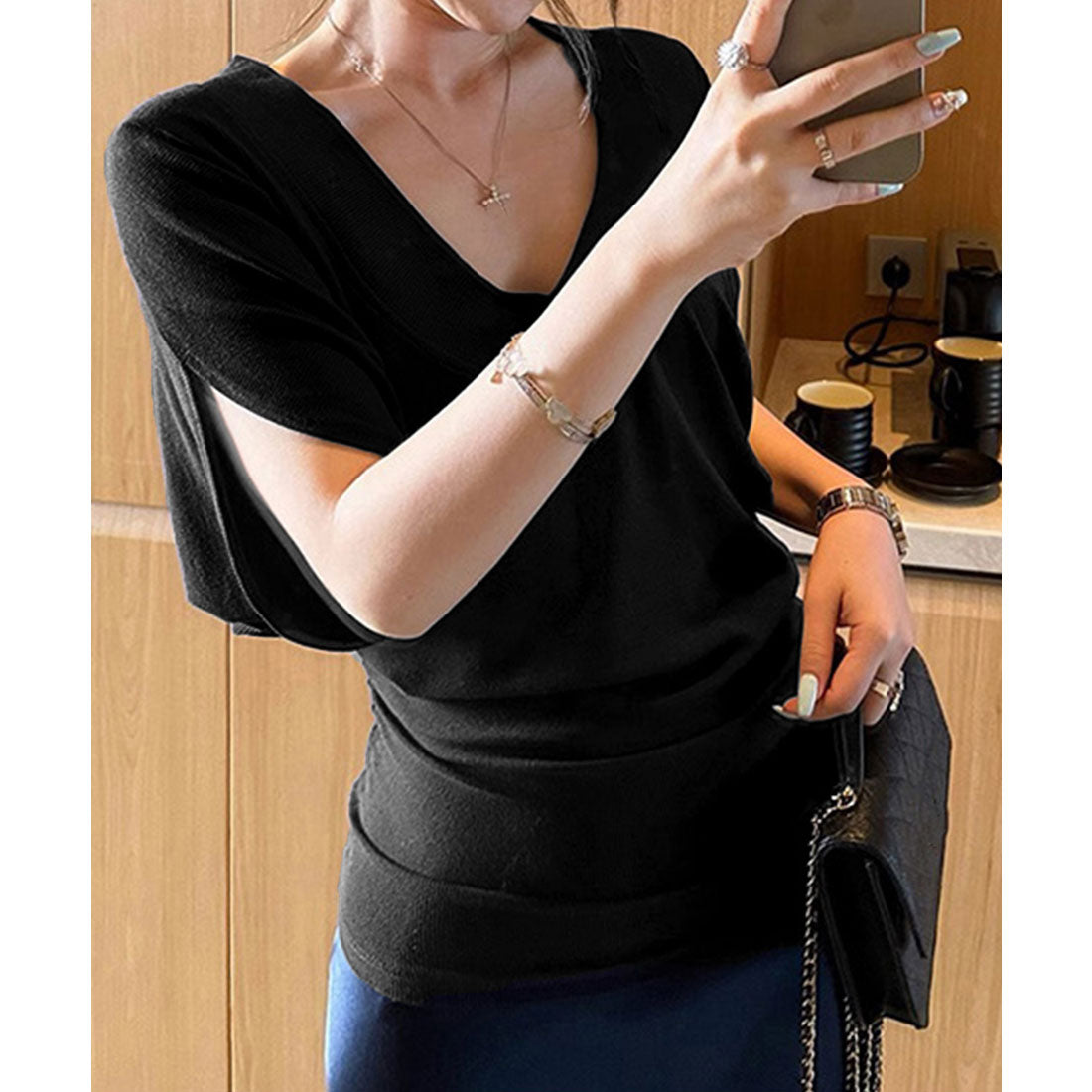 ミニミニストア miniministore VネックTシャツ レースキャミソール単品 (グレー系2(キャミ)) グレー系2(キャミ)