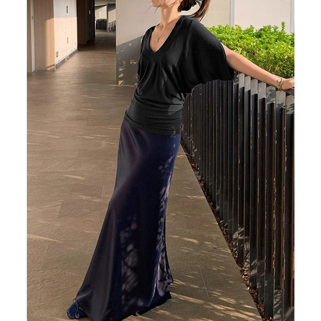 ミニミニストア miniministore VネックTシャツ レースキャミソール単品 (グレー系2(キャミ)) グレー系2(キャミ)