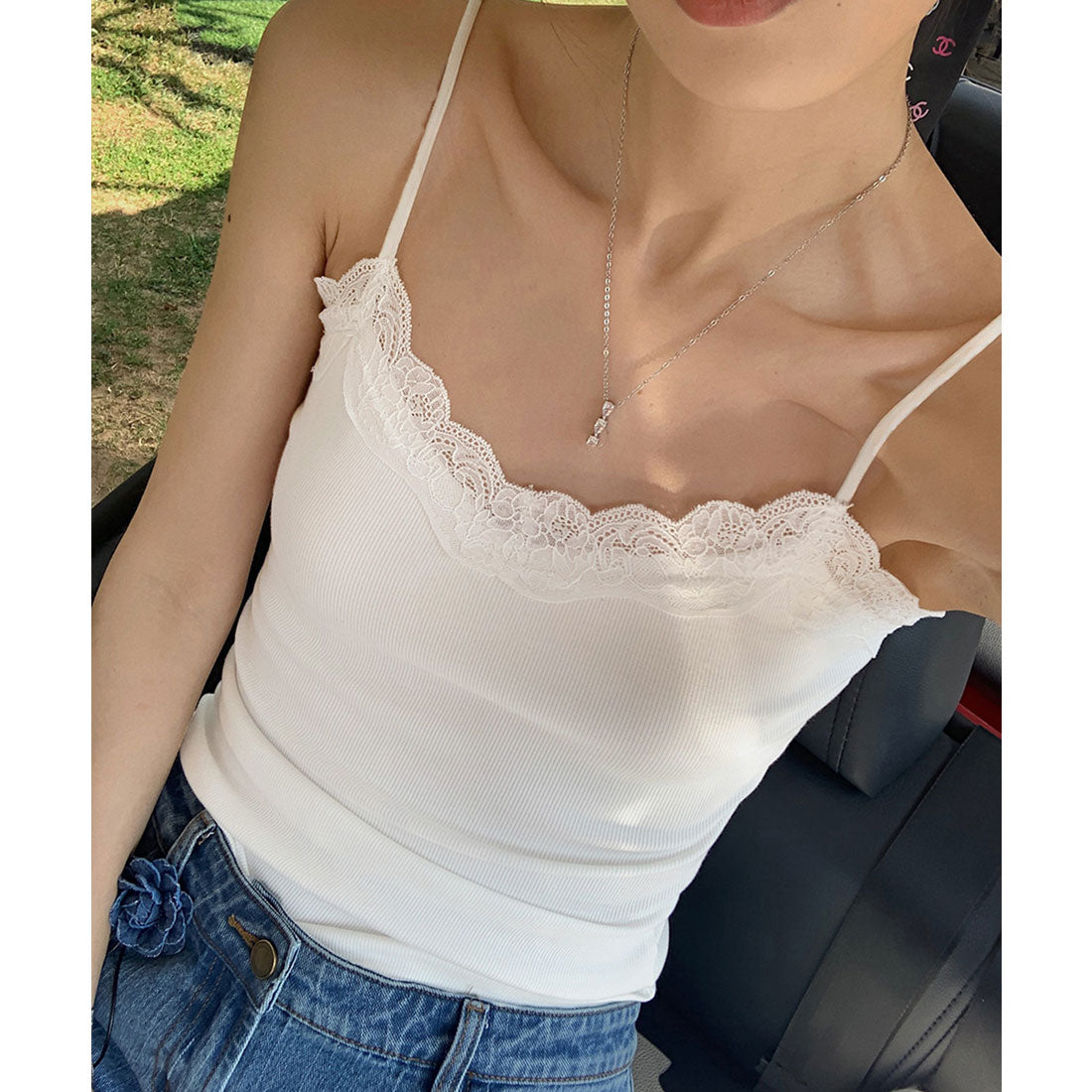 ミニミニストア miniministore VネックTシャツ レースキャミソール単品 (グレー系2(キャミ)) グレー系2(キャミ)