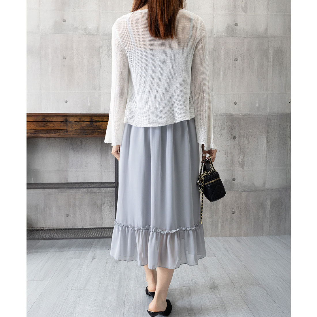 ミニミニストア miniministore キャミワンピース カーディガン2点セット (グレー*ホワイト) グレー*ホワイト