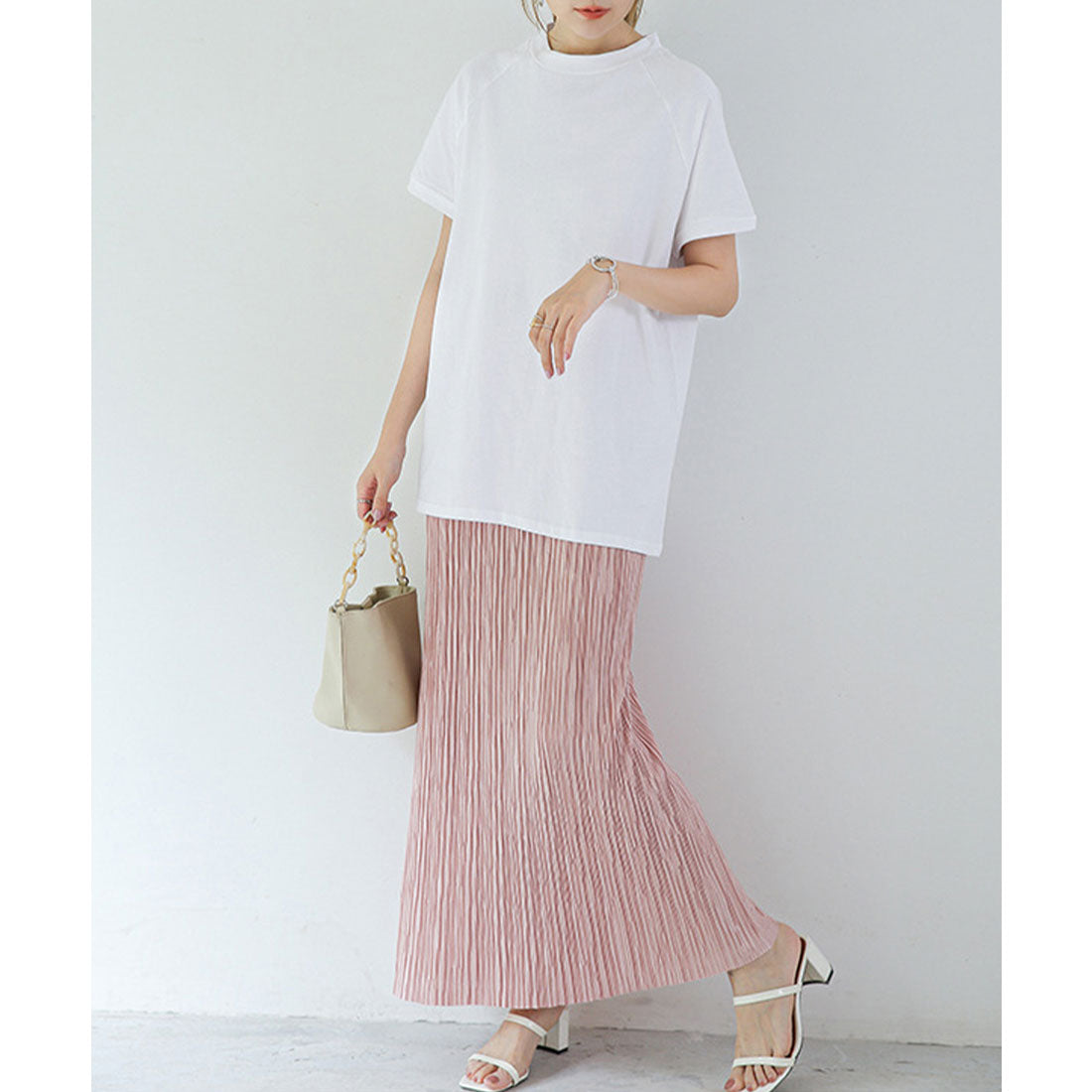 ミニミニストア miniministore ボーダーTシャツ 半袖チュニックTシャツ (ベージュ) ベージュ