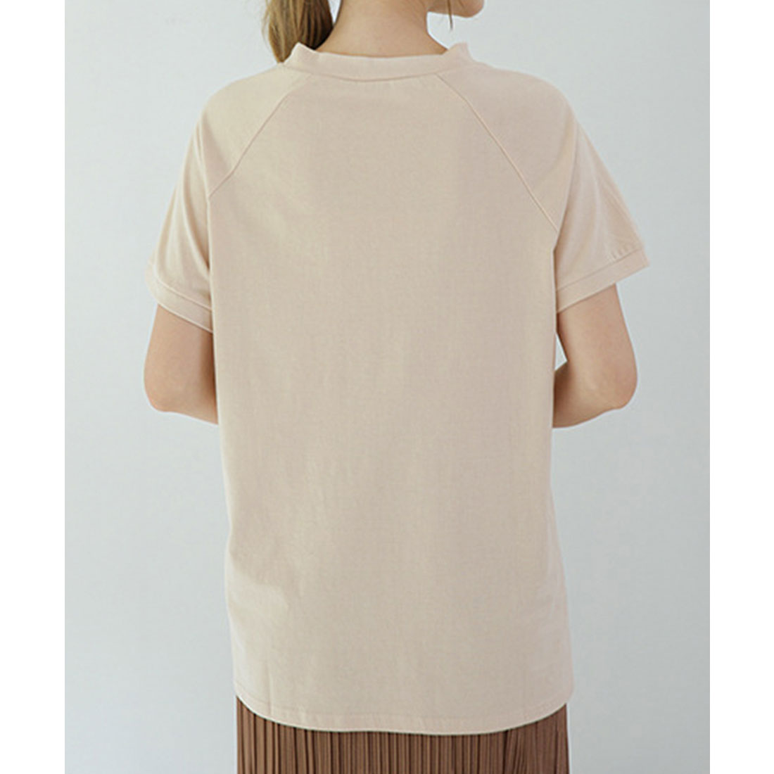 ミニミニストア miniministore ボーダーTシャツ 半袖チュニックTシャツ (ベージュ) ベージュ