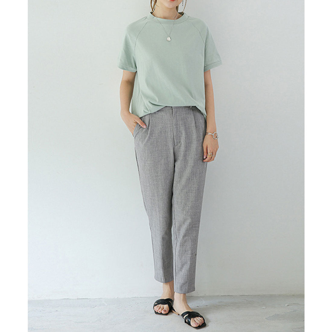 ミニミニストア miniministore ボーダーTシャツ 半袖チュニックTシャツ (ベージュ) ベージュ