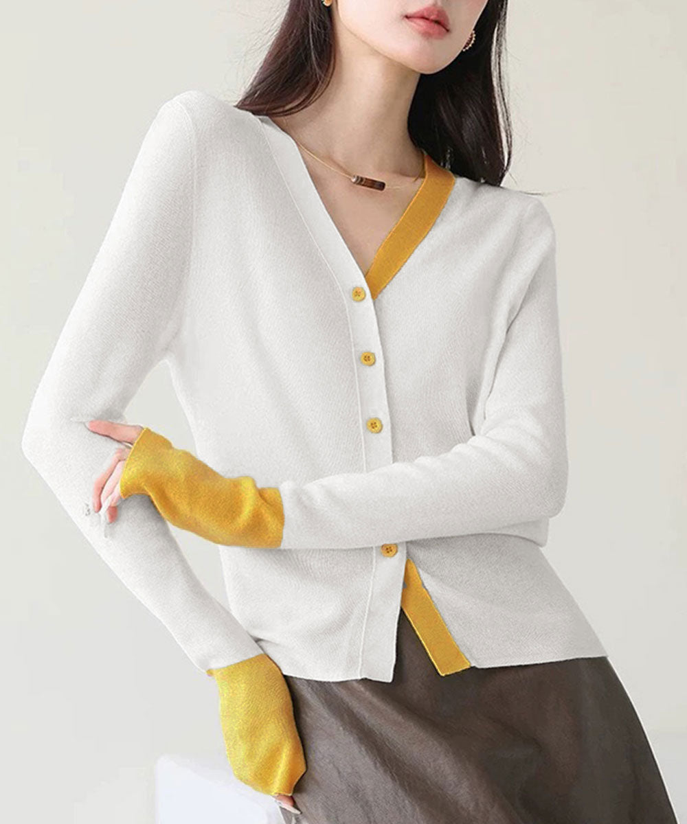 バイカラーニットカーディガンレイヤード風 ブラック