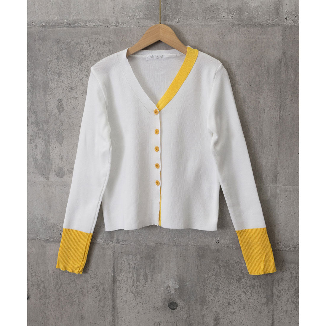 ミニミニストア miniministore バイカラーニットカーディガンレイヤード風 (ブラック) ブラック