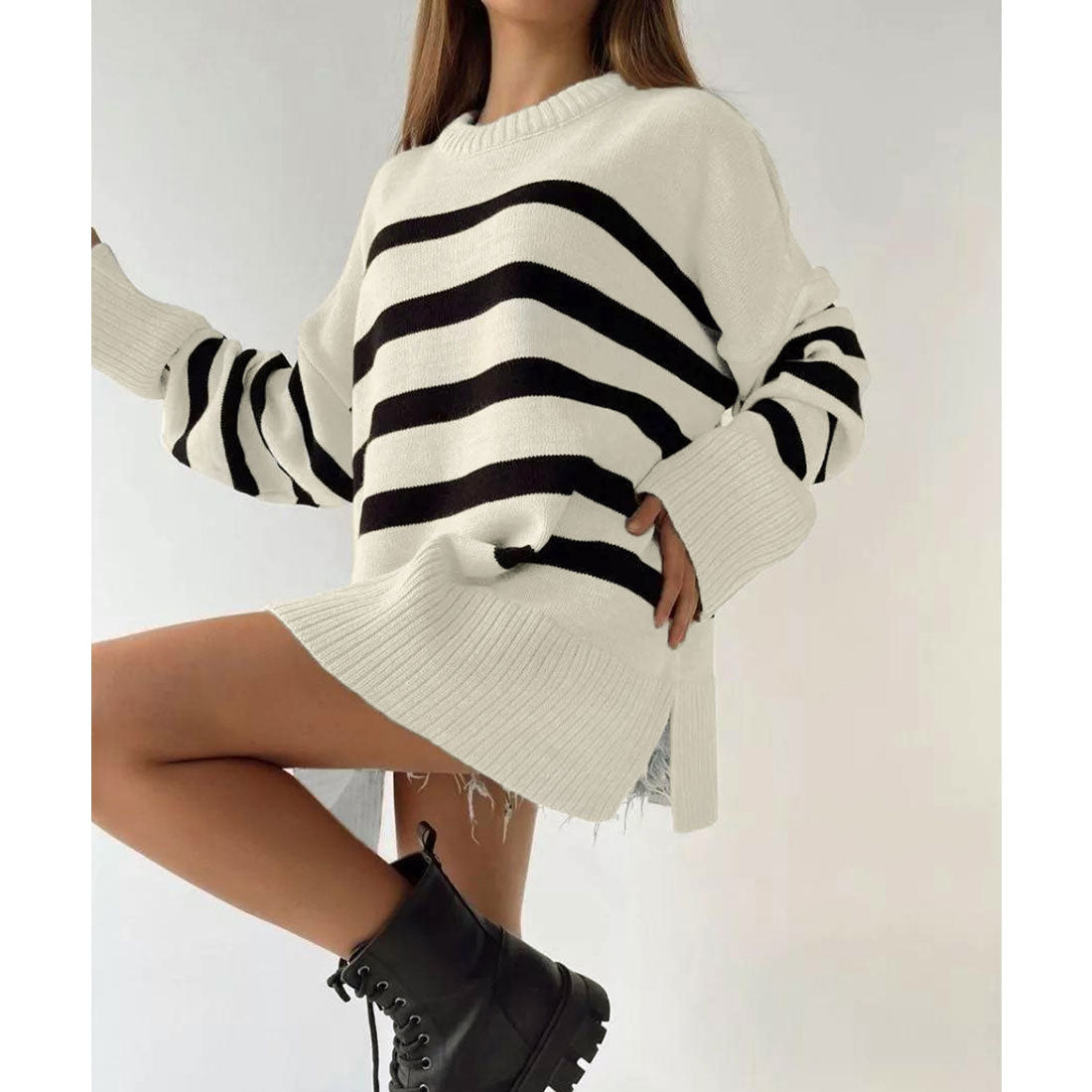 ミニミニストア miniministore ニットトップス レディース ボーダー (オフホワイト) オフホワイト