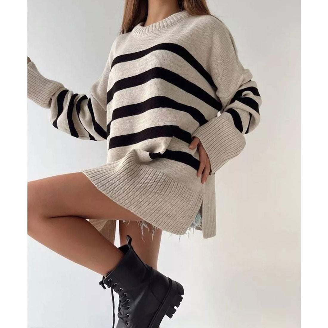 ミニミニストア miniministore ニットトップス レディース ボーダー (オフホワイト) オフホワイト