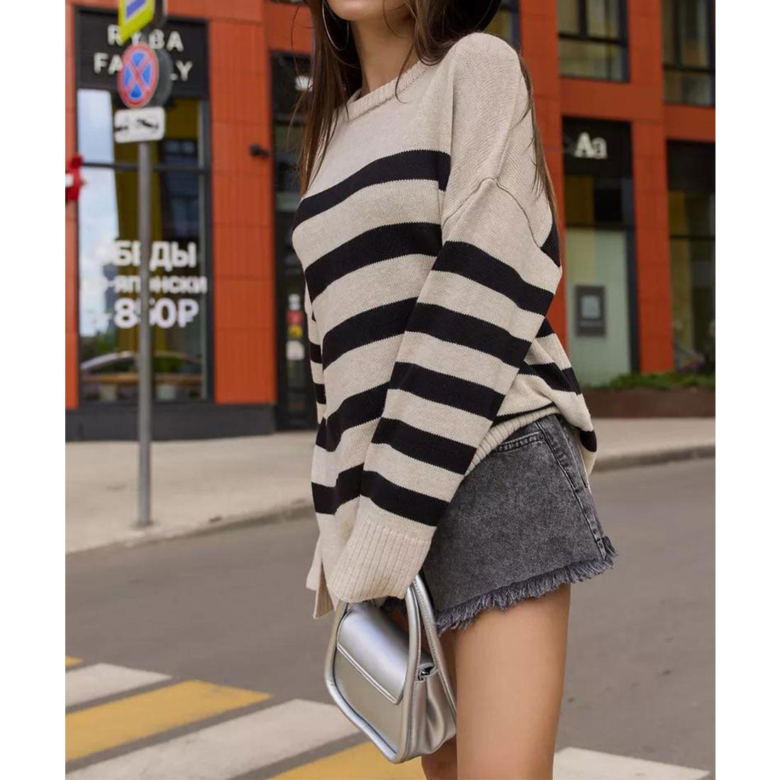 ミニミニストア miniministore ニットトップス レディース ボーダー (オフホワイト) オフホワイト