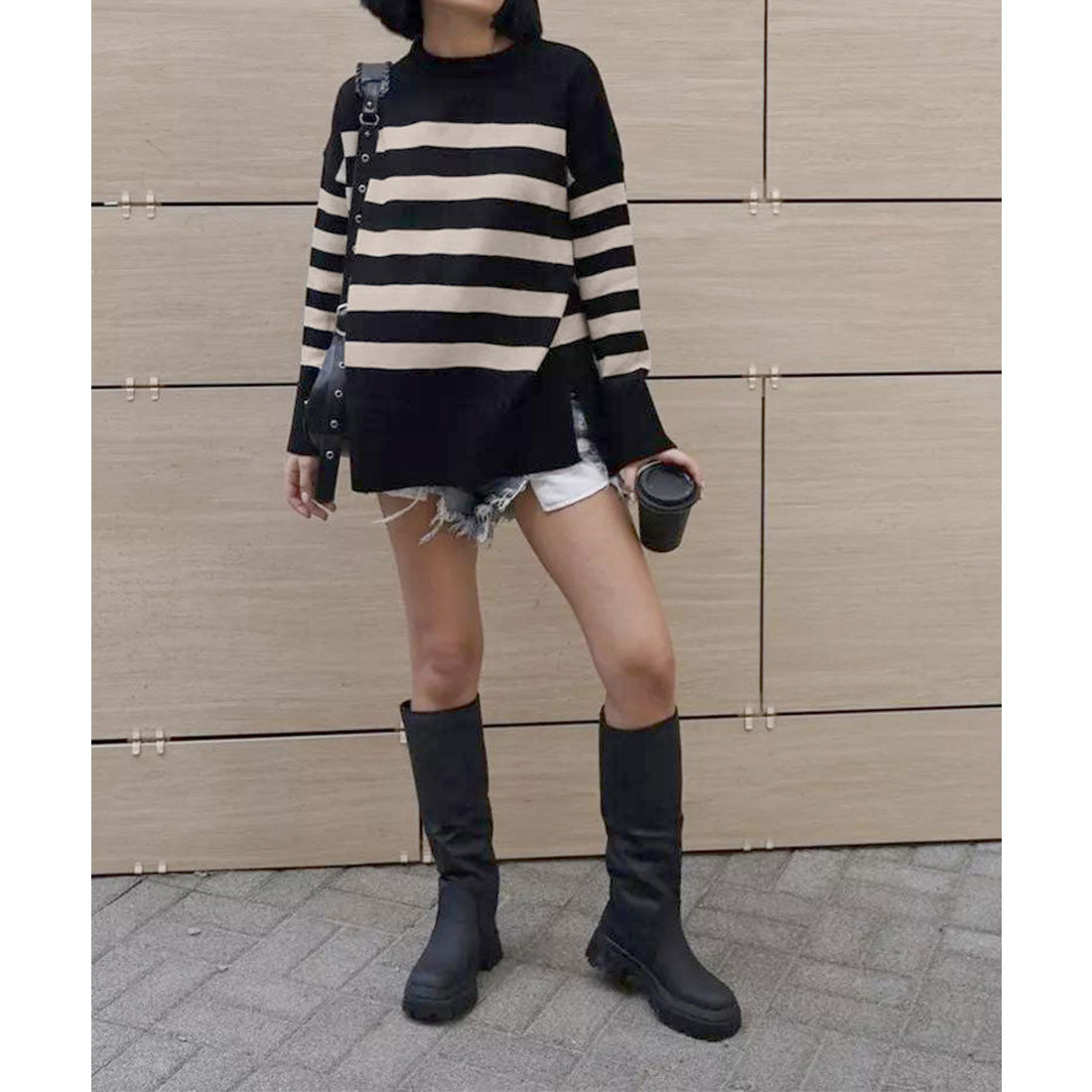 ミニミニストア miniministore ニットトップス レディース ボーダー (オフホワイト) オフホワイト