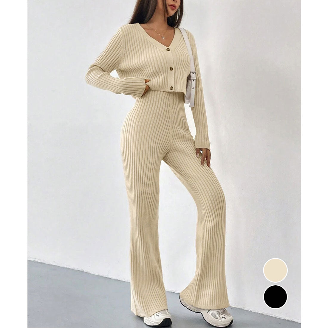 ミニミニストア miniministore ニットセットアップ トップス パンツ (ベージュ) ベージュ