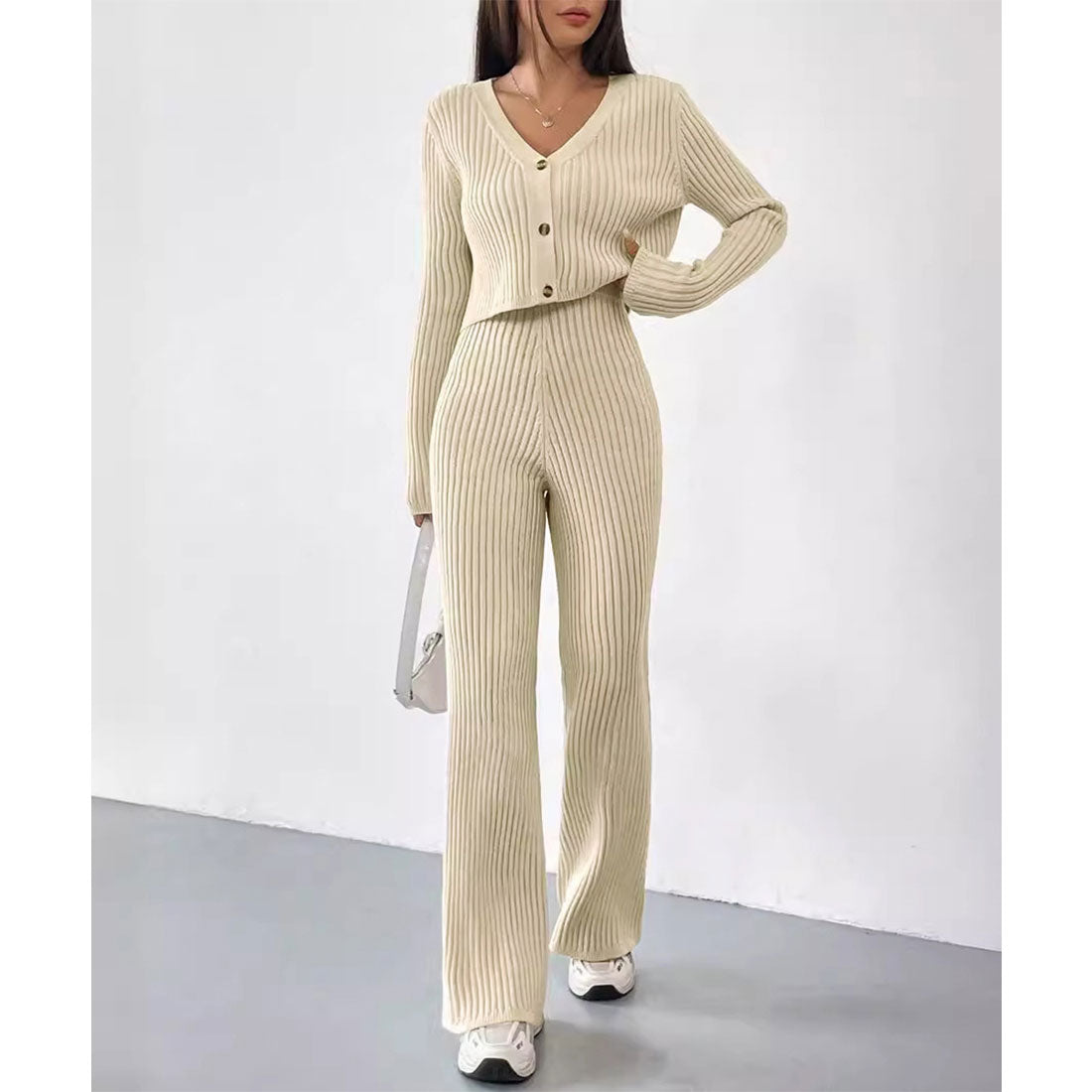 ミニミニストア miniministore ニットセットアップ トップス パンツ (ベージュ) ベージュ