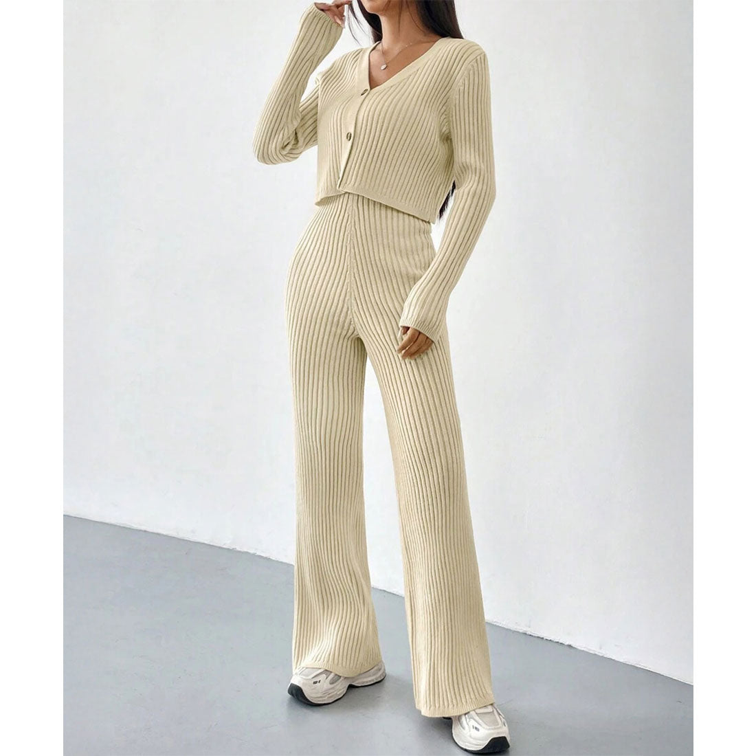 ミニミニストア miniministore ニットセットアップ トップス パンツ (ベージュ) ベージュ