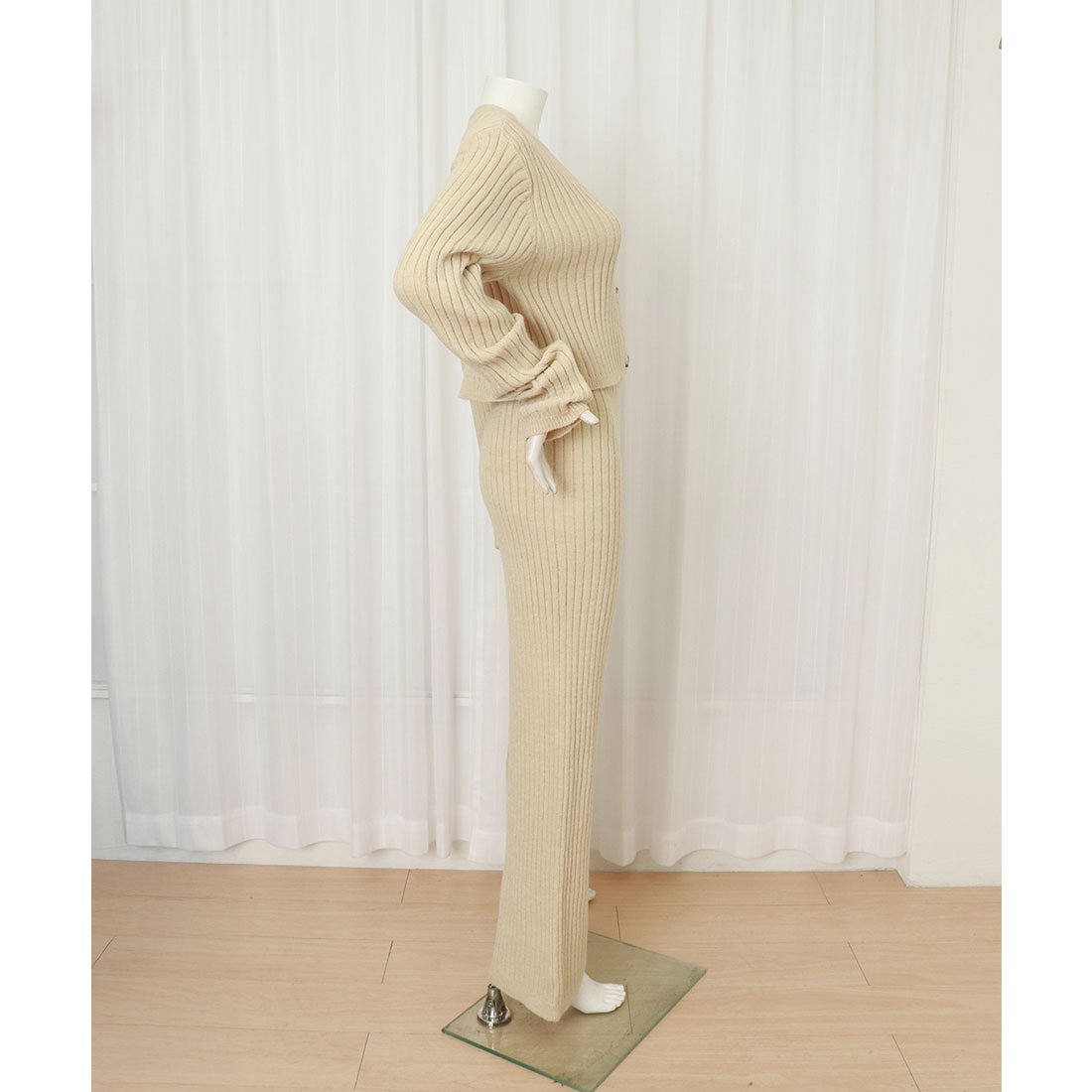 ミニミニストア miniministore ニットセットアップ トップス パンツ (ベージュ) ベージュ