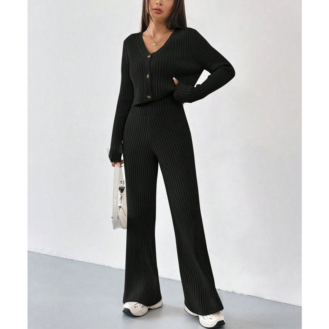 ミニミニストア miniministore ニットセットアップ トップス パンツ (ブラック) ブラック