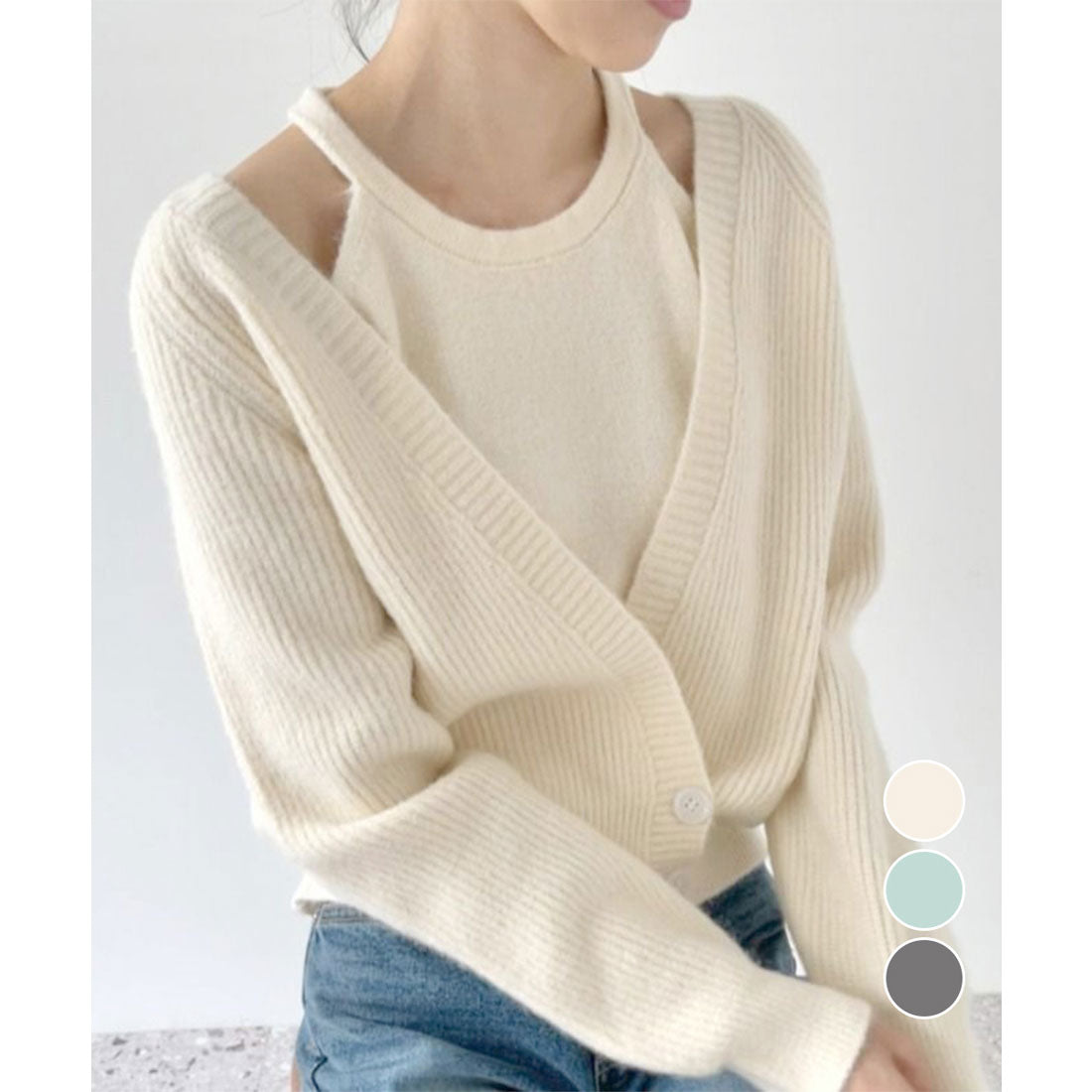 ミニミニストア miniministore ニットトップス レディース 2点セット (ベージュ) ベージュ