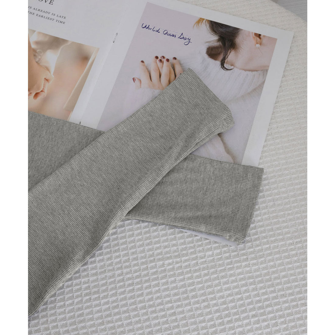 ミニミニストア miniministore フード付きリブカットソーレディース長袖T (ライトグレー) ライトグレー