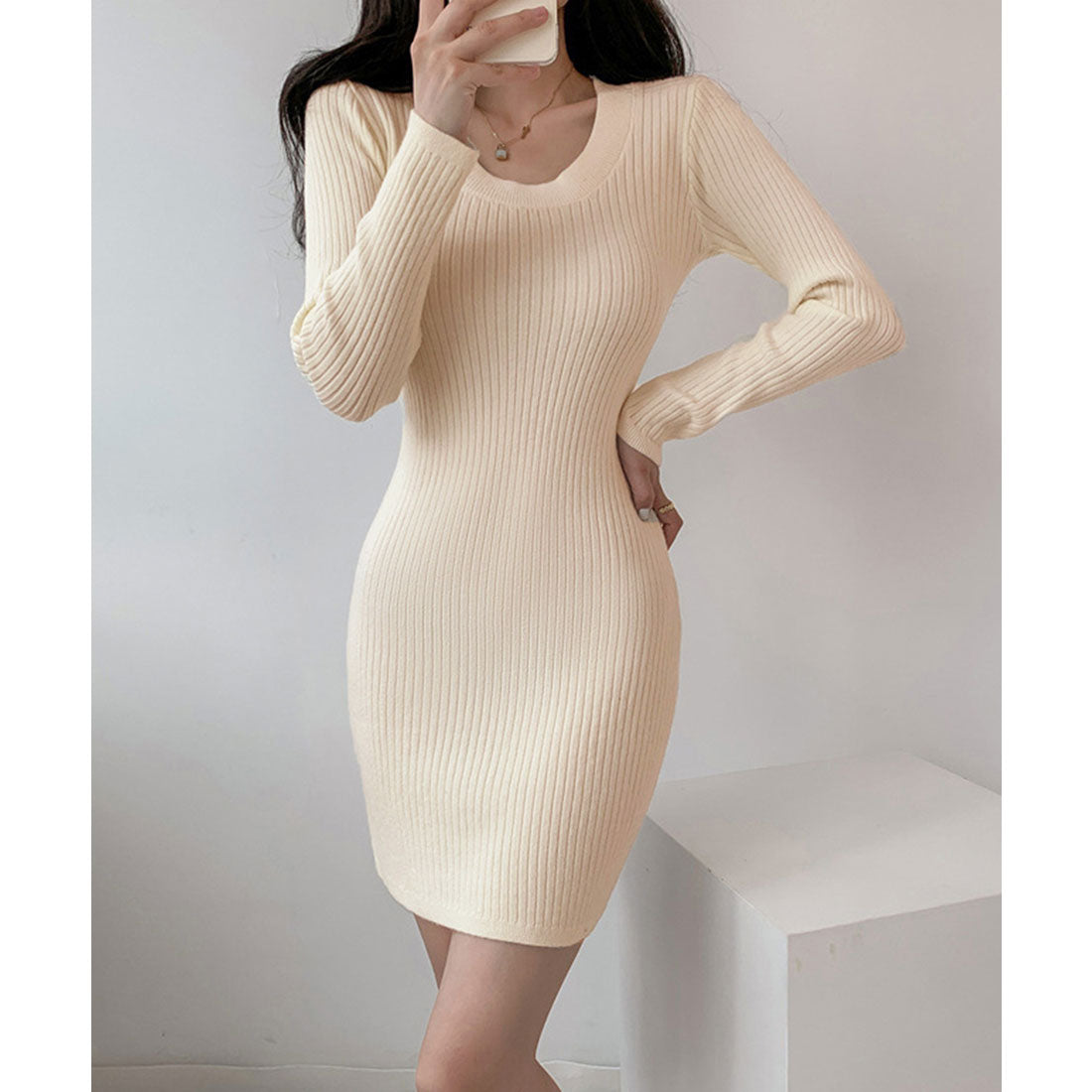 ミニミニストア miniministore リブニットワンピース タイトワンピース (キャメル) キャメル
