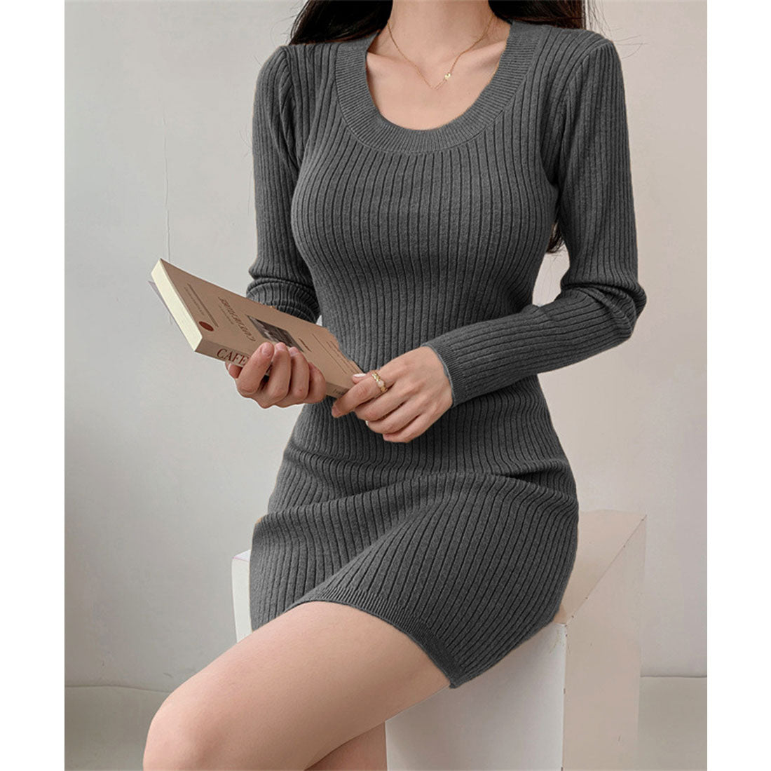 ミニミニストア miniministore リブニットワンピース タイトワンピース (キャメル) キャメル