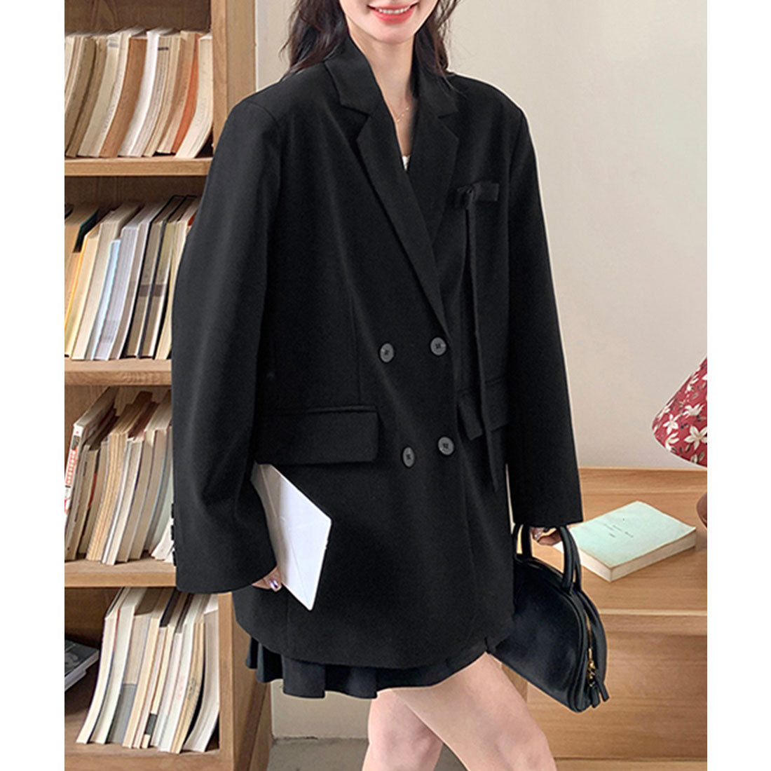 ミニミニストア miniministore ダブルボタンテーラードジャケットアウター (ブラック) ブラック