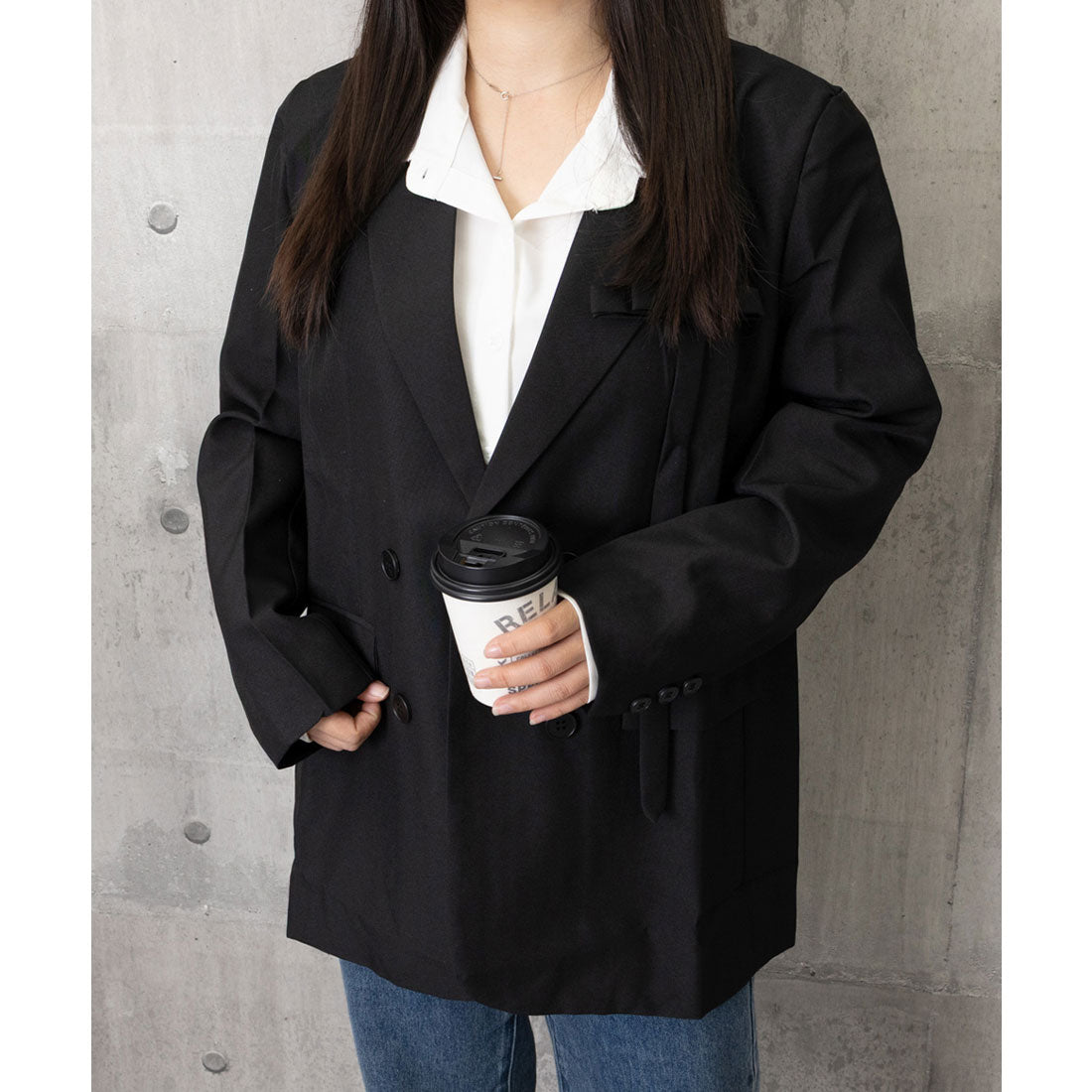 ミニミニストア miniministore ダブルボタンテーラードジャケットアウター (ブラック) ブラック