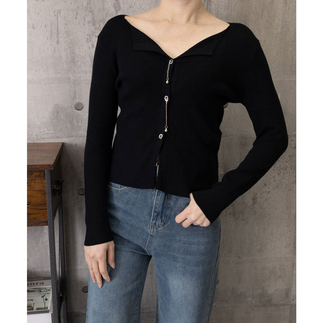 ミニミニストア miniministore ニットトップス レディース Vネック長袖 (アイボリー) アイボリー