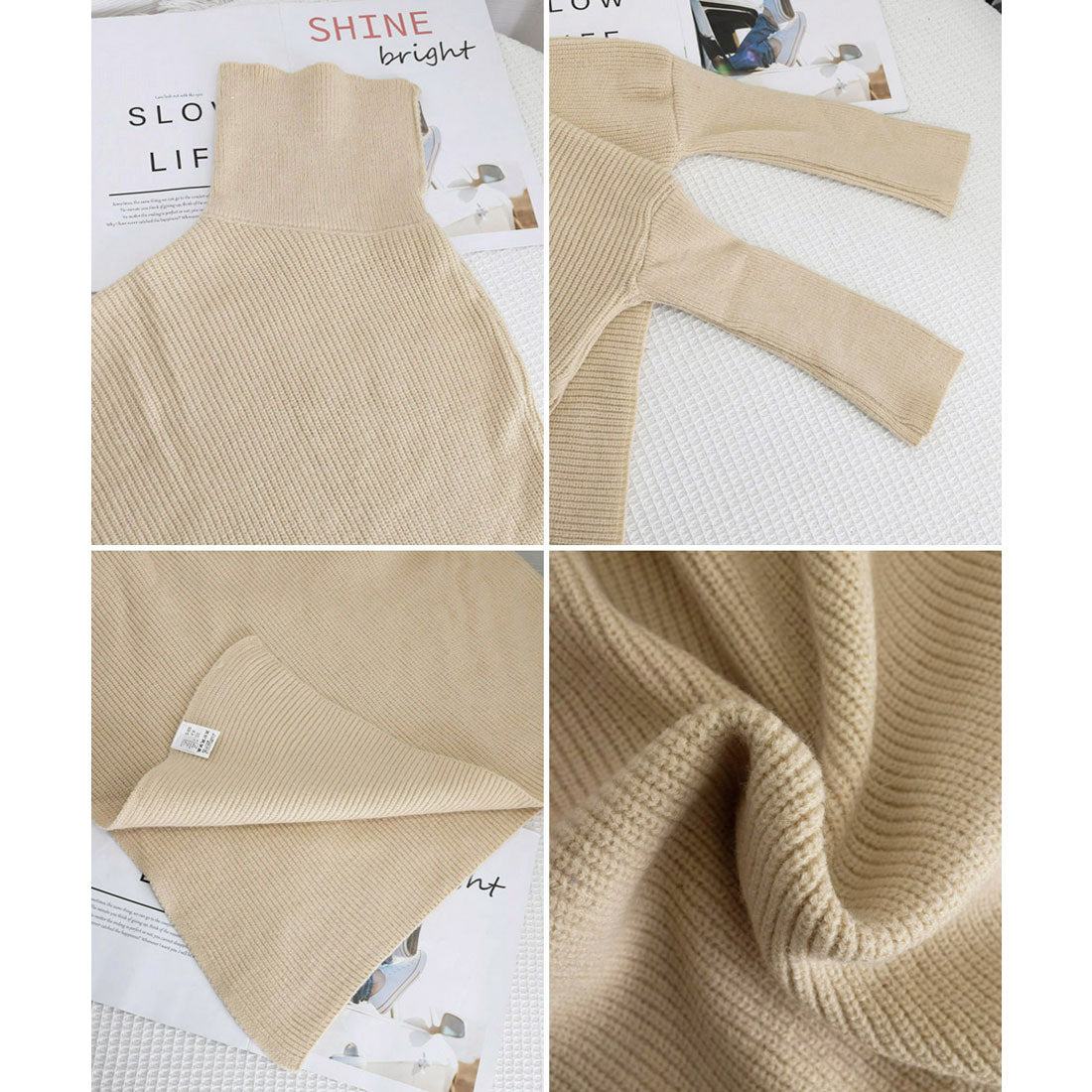 ミニミニストア miniministore ハイネックニットセーター 不規則デザイン (アイボリー) アイボリー