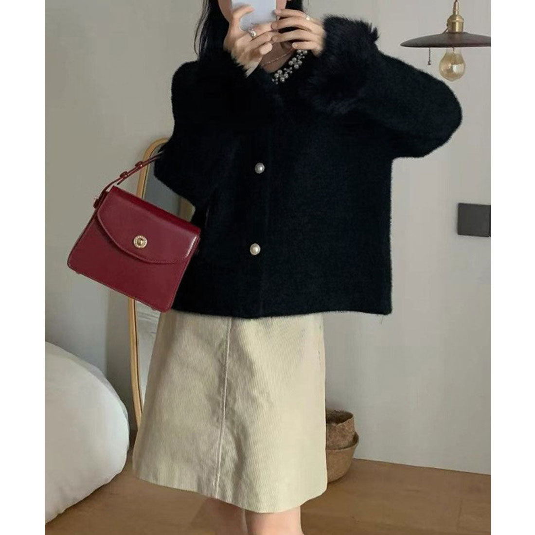 ミニミニストア miniministore モヘアニットカーディガンファージャケット (スカイブルー) スカイブルー