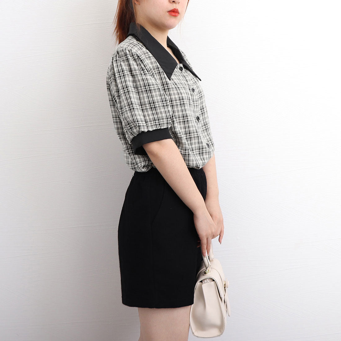 グレンチェック 柄 シャツ ブラウス 夏