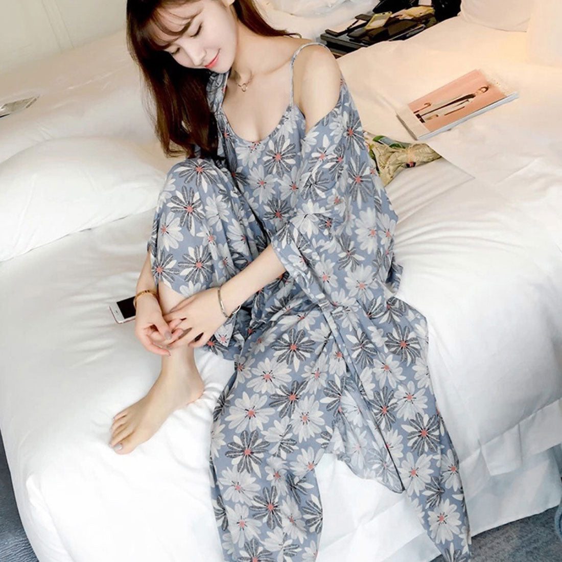 花柄ルームウェア 3点セット レディース