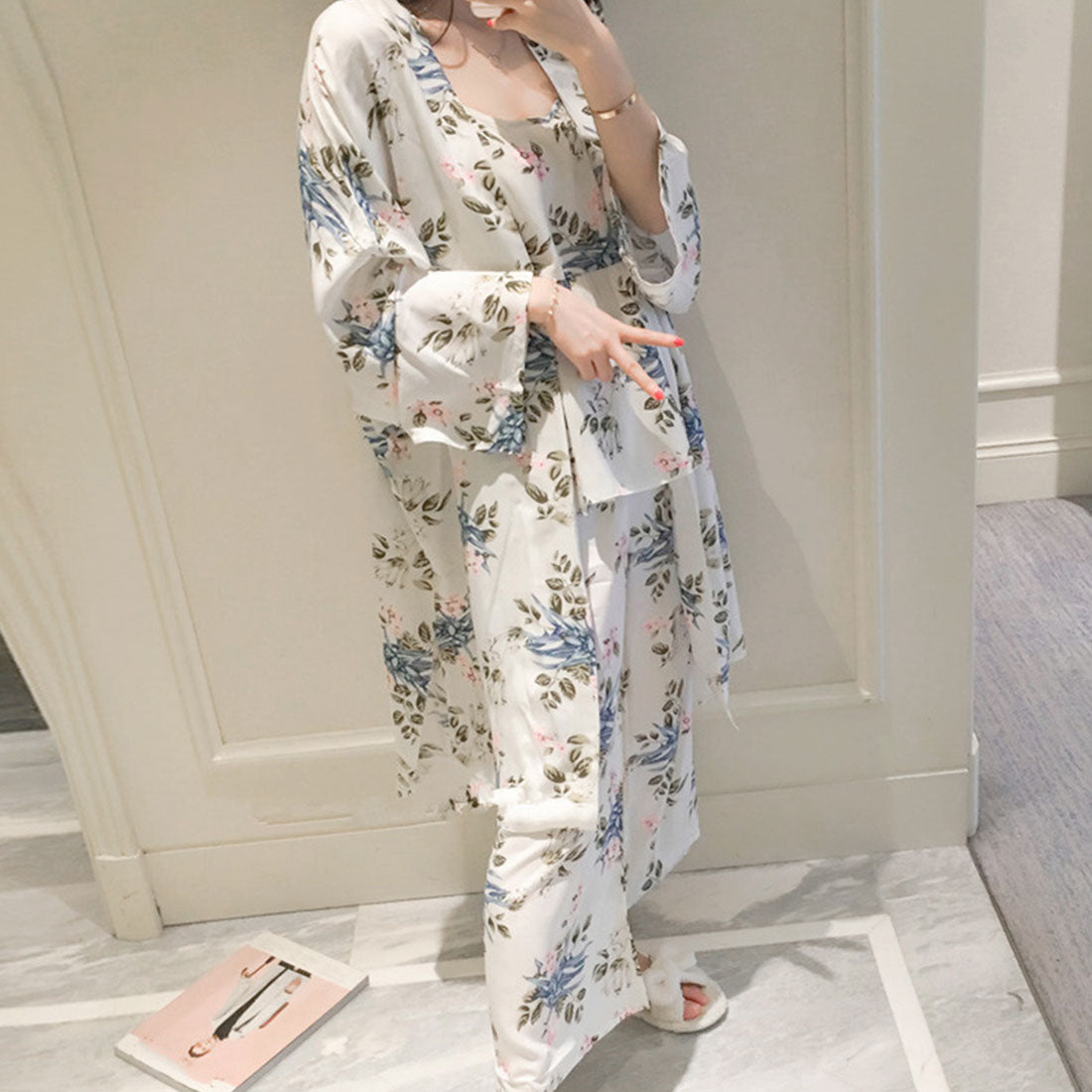 花柄ルームウェア 3点セット レディース