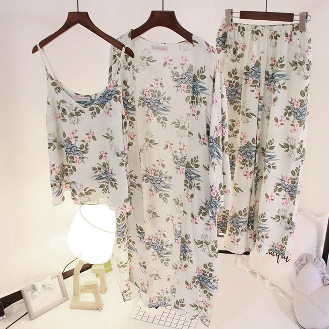 花柄ルームウェア 3点セット レディース