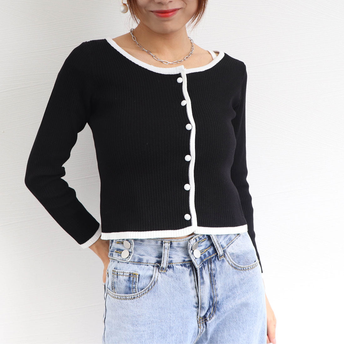 ニットカーディガン キャミ 2点セット ブラック