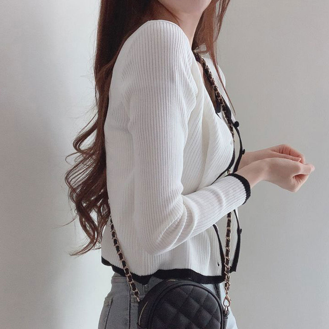 ニットカーディガン キャミ 2点セット ブラック