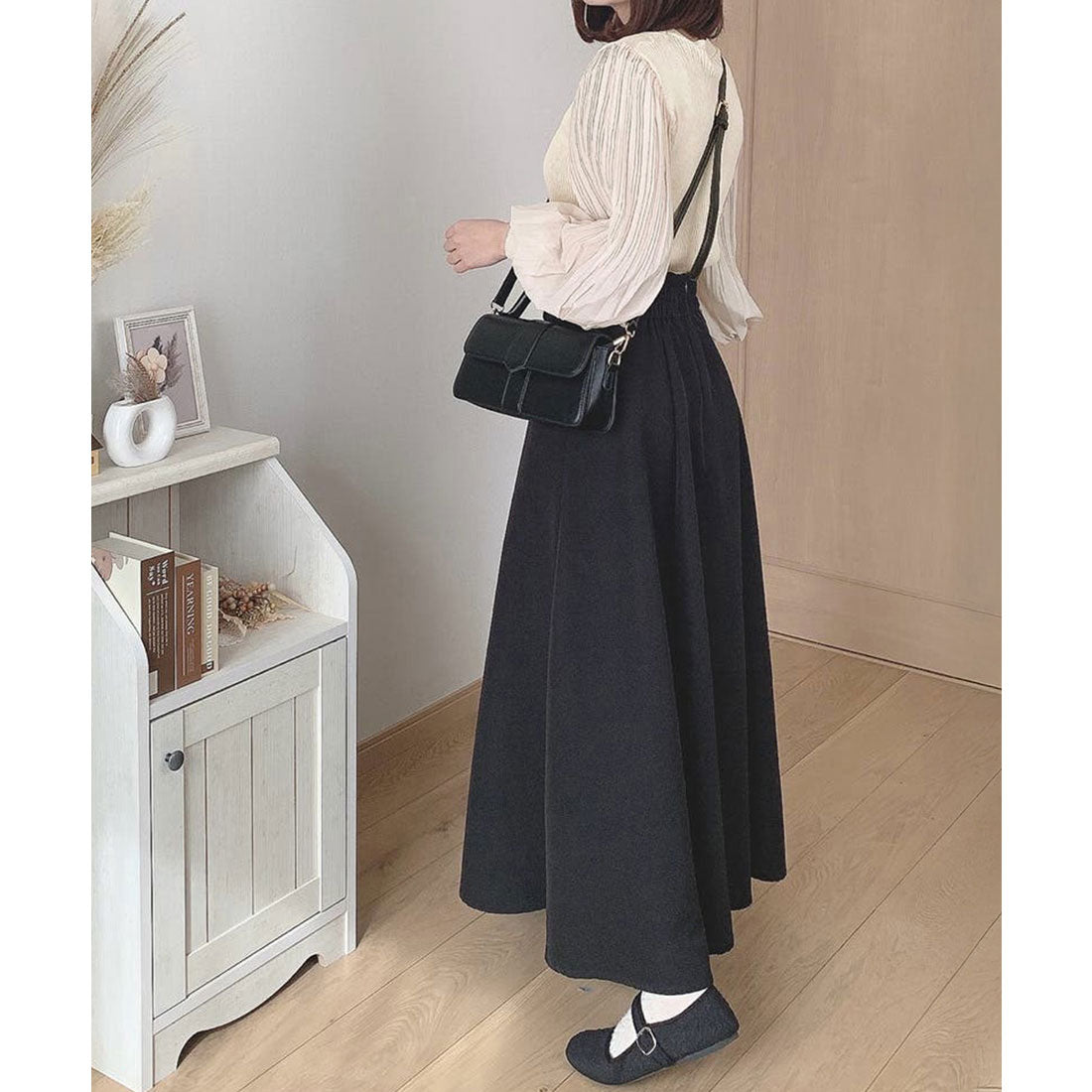 ニットカーディガンボリューム袖Vネック ブラック