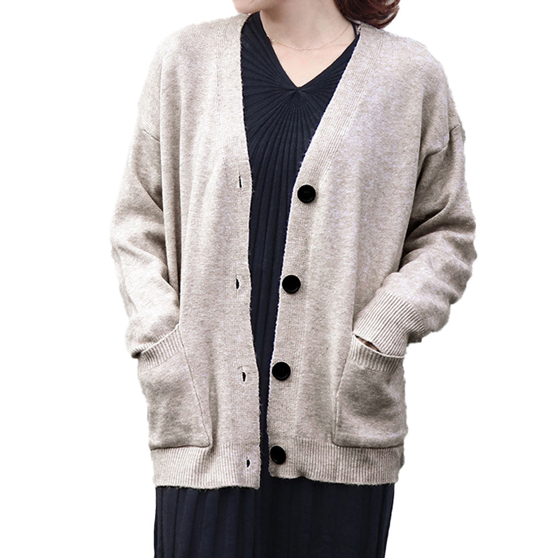 ニットカーディガンレディース 春秋冬韓国,ベージュ