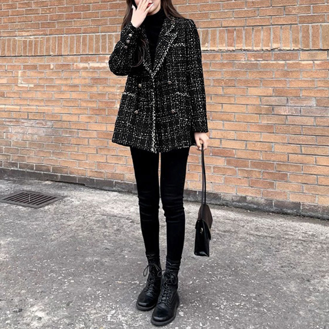 ツイード風ジャケット レディース 秋冬