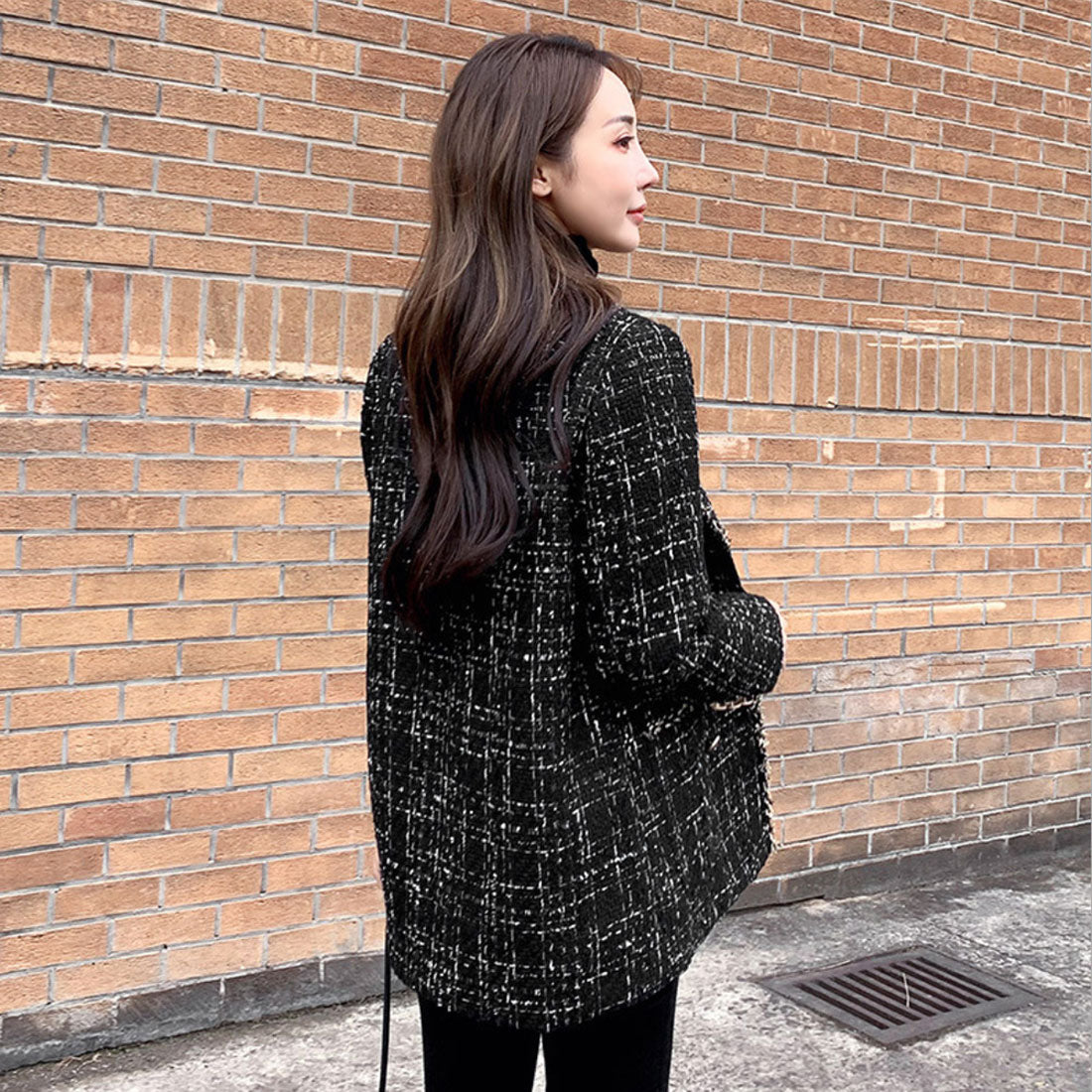 ツイード風ジャケット レディース 秋冬