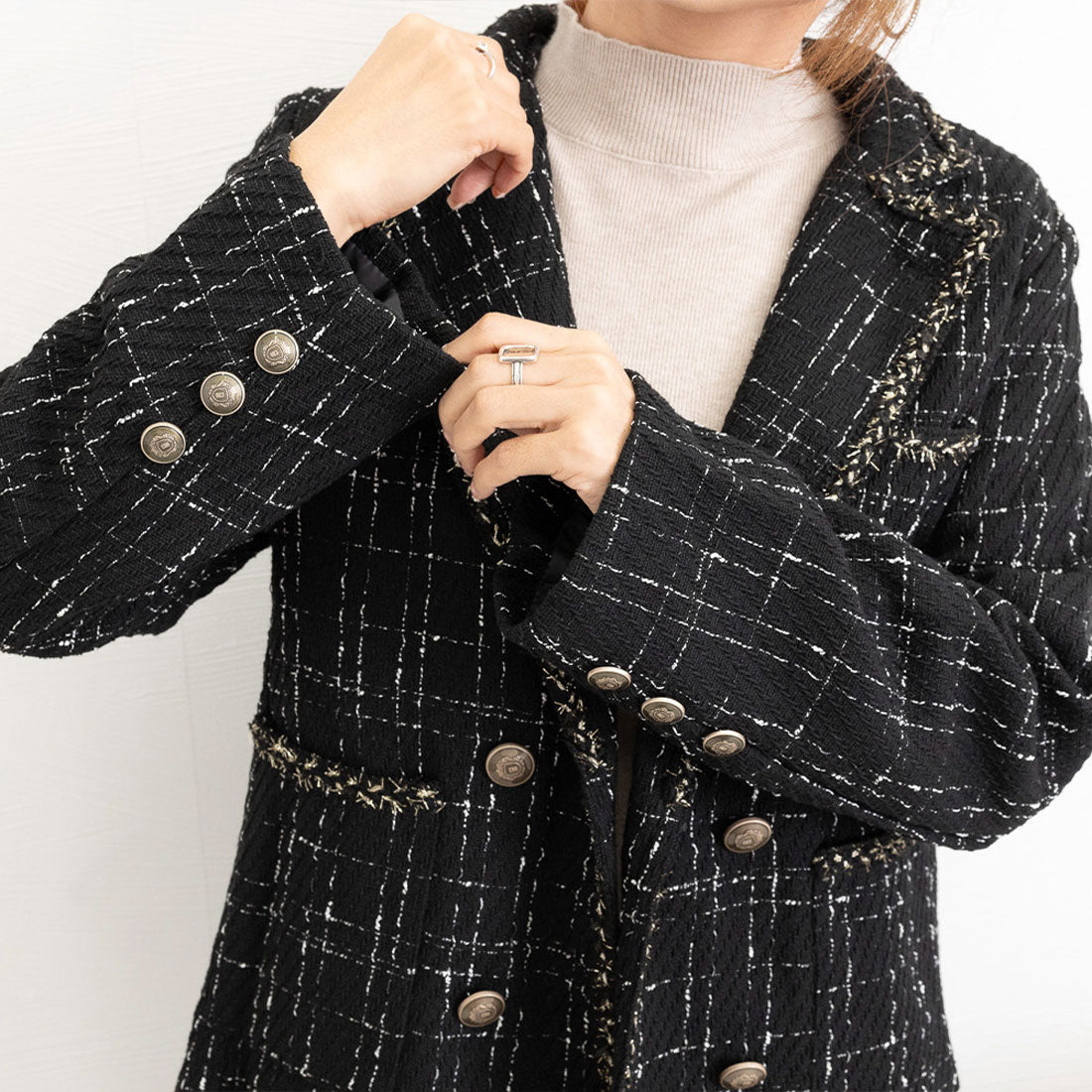 ツイード風ジャケット レディース 秋冬